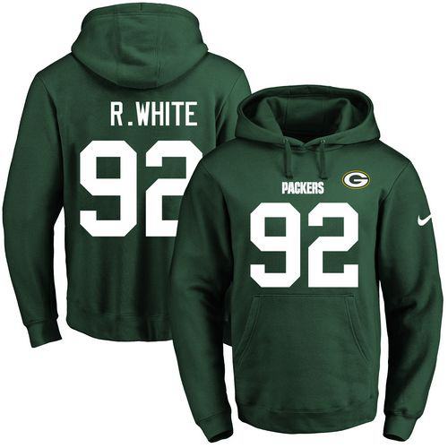 Nike Packers #92 Reggie White Green Name & Number Pullover NFL Hoodie - Click Image to Close
